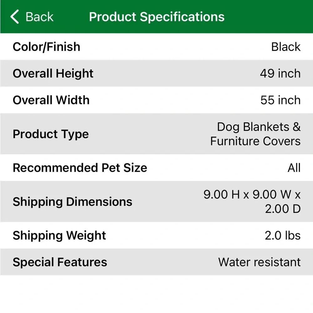 NEW Dog Car Seat Hammock Cover BLACK 55” x 49”